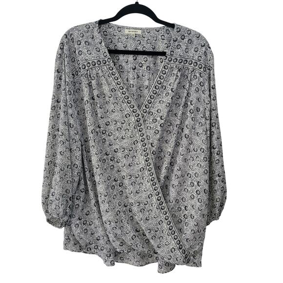 Max Studio Size 3XL Asymmetrical V-Neck Floral High Low Hem Blouse Boho - Picture 1 of 8